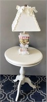 59-CUSTOM TABLE LAMP AND ROUND ACCENT TABLE