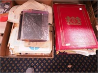 Box of ephemera including vintage textbooks,