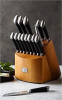 17 Piece Kitchen Knife Set w Wooden Storage Block,