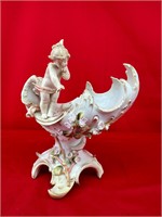 Vintage Porcelain Cherub Figural Candy Dish