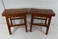 2 Solid Wood Foot Stools-15x12x18"