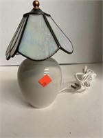 Small Beautiful Lamp W/ Stained Glass Shade