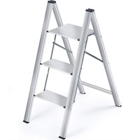 KINGRACK Aluminium 3 Step Ladder, Lightweight