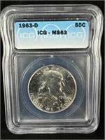 1963-D Silver Franklin Half-Dollar MS63