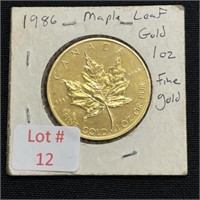 1986 Gold Canadian Maple Leaf (1oz of Fine Gold)