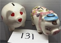 (2) vintage coin piggy banks