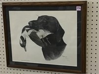 Framed Black Lab w/ Bufflehead Print