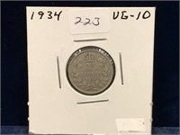 1934 Can Silver Ten Cent Piece  VG10