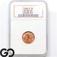 1933-D Lincoln Wheat Cent, NGC MS66 RD Guide: 350