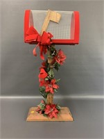 Christmas mailbox motif letter holder stand 27"h