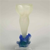 Daum France signed "Flowers" vase - 10" high