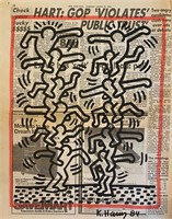 Keith Haring Original Newspaper drawing Certified