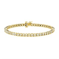 10k Goldpl 1.13ct Diamond Faceted Bezel Bracelet