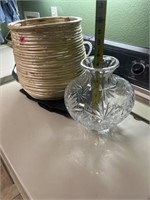 10 inch wicker basket with crystal flower vase