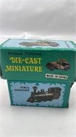 Train & antique car pencil sharpener lot in box