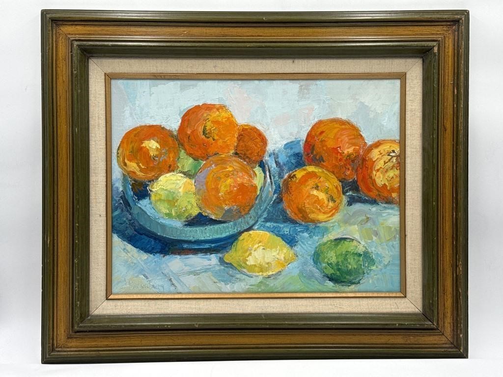 Vintage Signed Oil Painting "Oranges and Lemons"