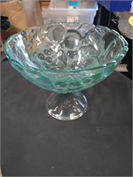 Green carnival glass bowl