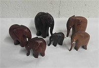 3.5, 3, and 2 in wooden elephants