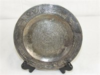 Vintage Mexican Aztec Silver Calendar Plate