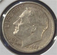 Silver 1962 Roosevelt dime