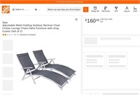 C655  Tozey Outdoor Recliner Chair Set, Gray Cusio