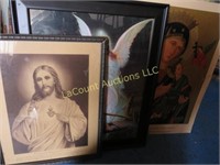 assorted religious prints framed