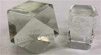 2 Busch Glass Paperweights - Diamond Key Club