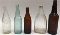5 Vintage Glass Beer Bottles incl. Anheuser Busch