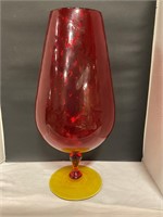 19” Amberina glass vase