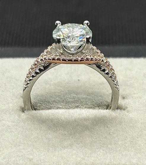 2 ct Moissanite 18k Gold Plated .925 Silver Ring