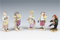 5 PC. MEISSEN & VOLKSTEDT PORCELAIN FIGURES