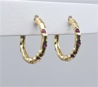 Sterling Silver Gold Plated Earrings set with Blu