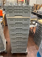9 Trays of Assorted Glassware on  Wheel Dolly