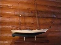 Vintage Hand Crafted Wooden Model Ship