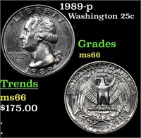 1989-p Washington Quarter 25c Grades GEM+ Unc