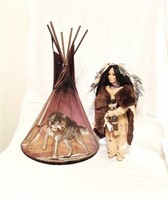 Painted Velvet Tepee, Doll/Native American Costume
