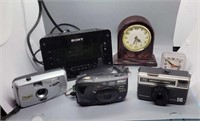 LOT OF VINTAGE CAMERAS/CLOCKS