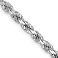 14k White Gold Diamond-cut Rope Chain