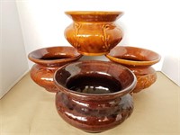 Four stoneware bowl planters