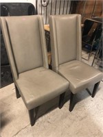 Pair High End High Back Faux Suede Chairs - Gray