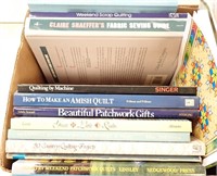 APPROX 14 BOOKS ON QUILTING & SOME QUILTING