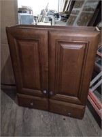 Brown wall cabinet two doors two drawers from