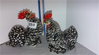 Rooster & Hen ceramic statues