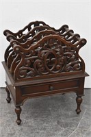Antique Style Magazine Rack with Drawer