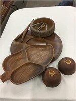 Wooden decorative tray bowls candleholders and