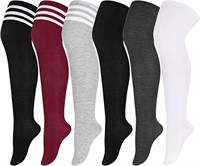 6 Pairs Plus Size Over Knee Socks For Women