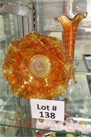 (2) pcs. Marigold Carnival Glass: