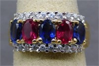 Sterling Silver ring with multi color gemstones,