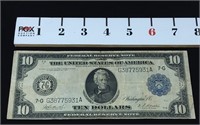 1913 Blue Seal Federal Reserve $10.00 (Large Size)