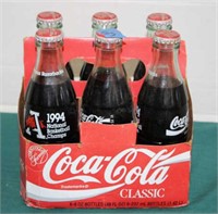 6 PACK OF 1994 ARKANSAS RAZORBACKS COCACOLA BOTTLE